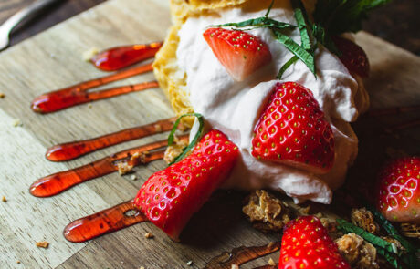 Cherries and Vanilla Cream Cake