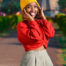 Woman wearing a beenie hat