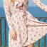 Woman wearing peach dress